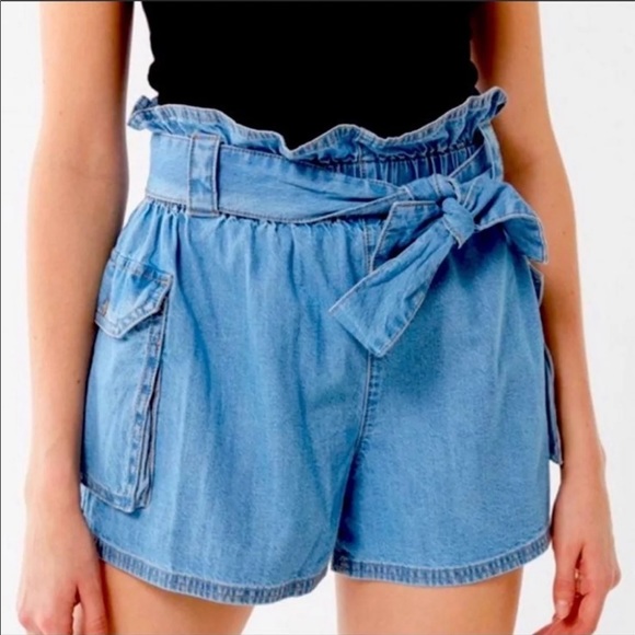 Urban outfitters high waist paper bag denim shorts - Picture 1 of 8